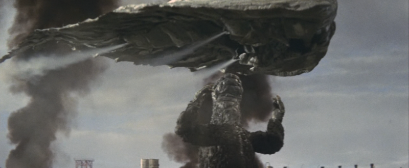 Hedorah y Godzilla peleando