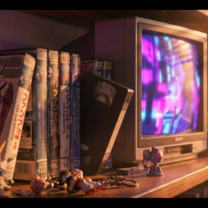 Imagen mostrando una TV y VHS, en referencia a los OAV de anime