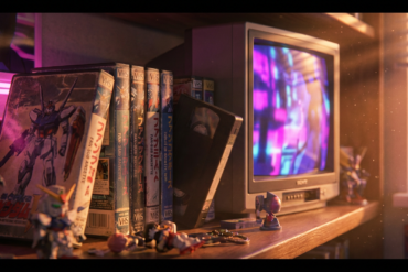 Imagen mostrando una TV y VHS, en referencia a los OAV de anime